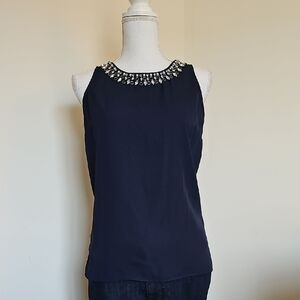 WHBM Embellished Black Sleeveless Top